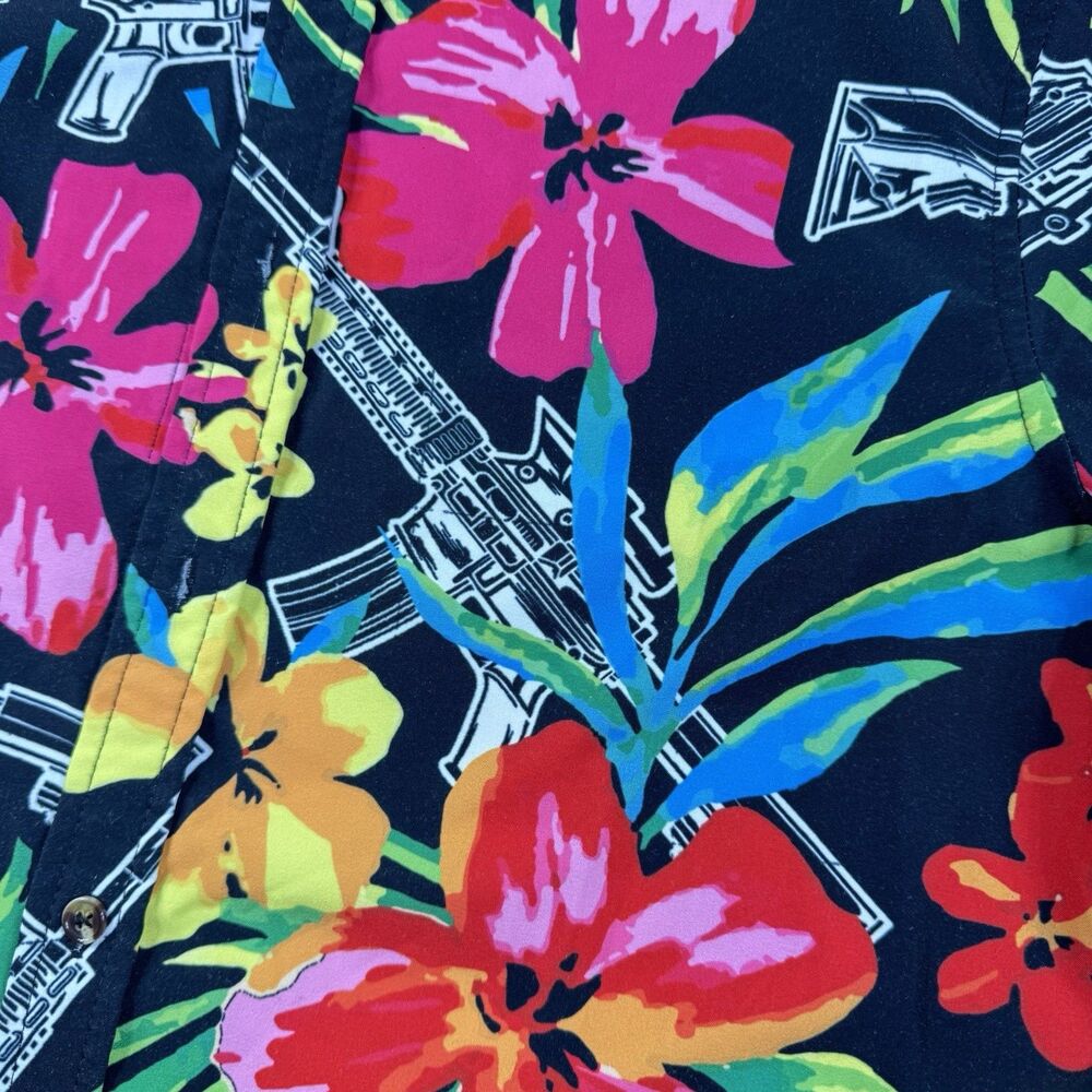 Combat Iron Apparel Button Up Short Sleeve Men M All Over Print Floral M16 AR15 - Picture 11 of 12